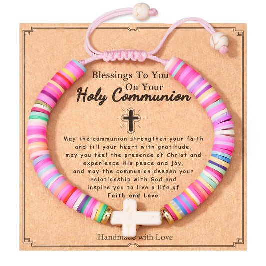 Shonyin Adjustable Cross Bracelet for Girls,Kindergarten Preschool Graduation First Communion Baptism Easter Confirmation Gifts for Girls