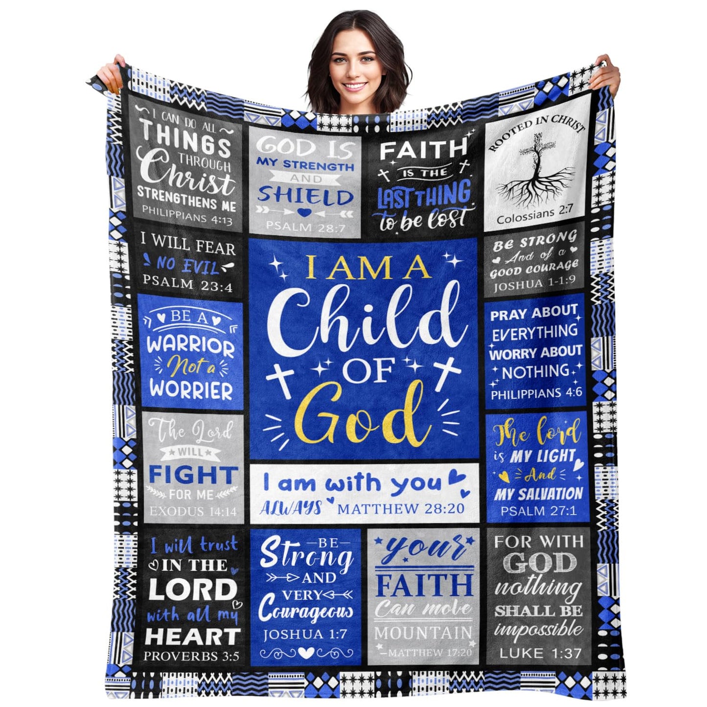 Christian Gifts for Men - Baptism Gifts for Boys & Men - Bible Verse Christian Blanket - Inspirational Birthday Religious Catholic Spiritual & Confirmation Gift for Teen Boys - Baptism Blanket 50"x60"