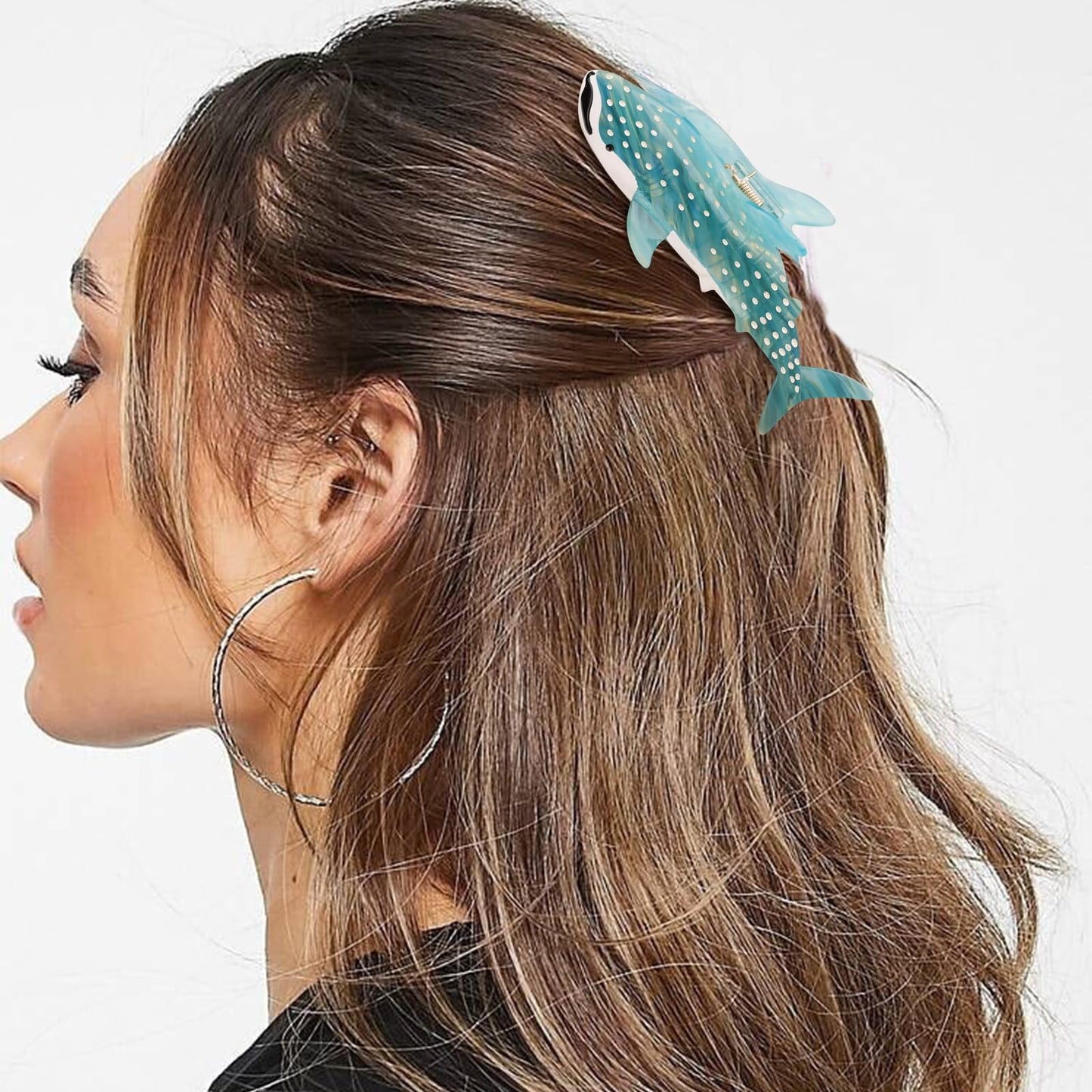 Whale Shark Hair Clips, Cute Ocean Sea Animal Hair Claw Clip for Women Girls, Acetate Nautical Marine Hair Accessories Gift