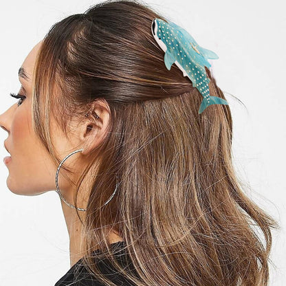 Whale Shark Hair Clips, Cute Ocean Sea Animal Hair Claw Clip for Women Girls, Acetate Nautical Marine Hair Accessories Gift