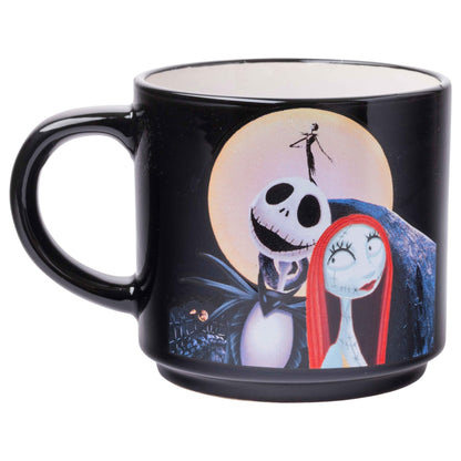 Silver Buffalo Nightmare Before Christmas Jack Sally Scene 4-Pack Ceramic Mug Stack, 10-Ounces, Nightmare Before Christmas 4-Pack Mug Stack, 5 Piece Set