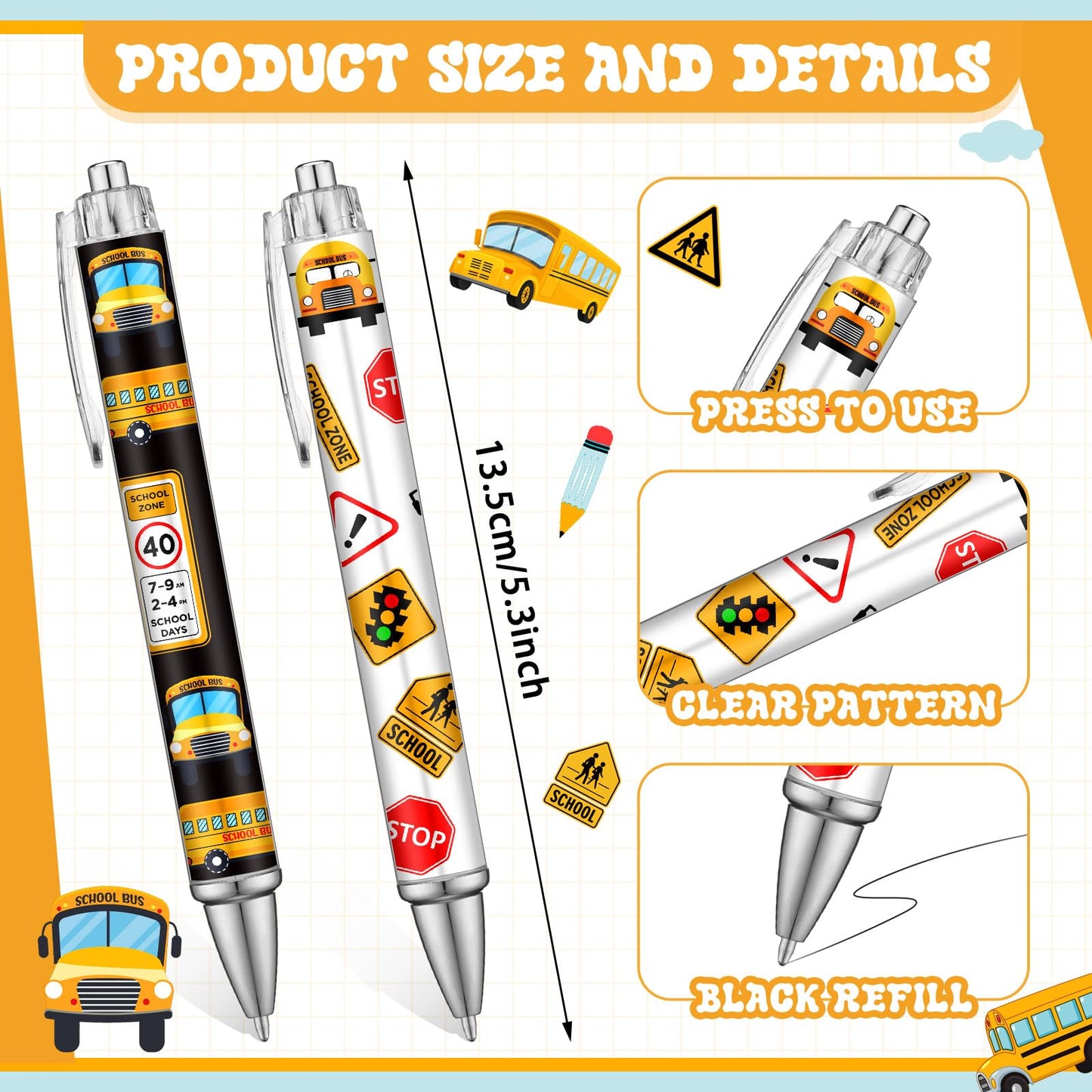 50 Pcs Bus Driver Pens Appreciation Gifts Bulk Funny Ballpoint Pens Motivational Inspirational Thank You Gift for Employee Coworker Student Office Supplies