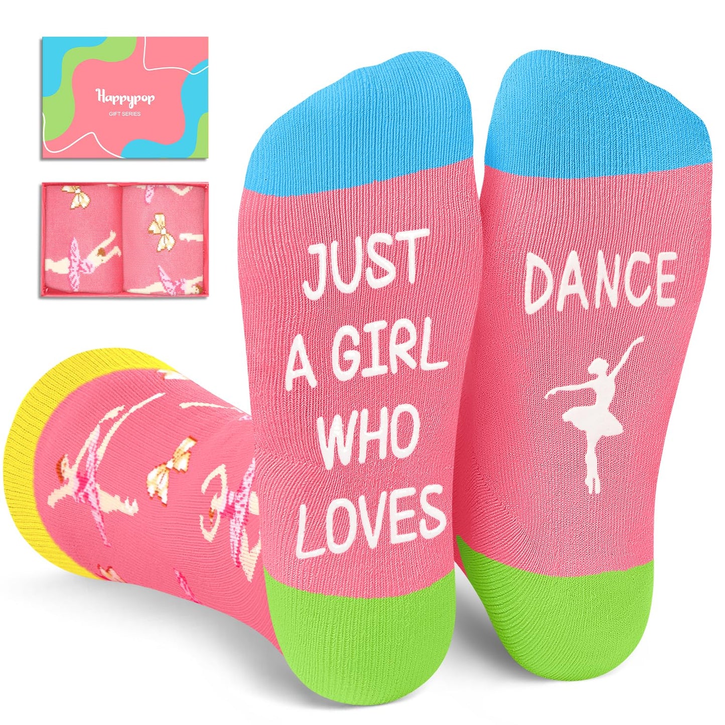 HAPPYPOP Novelty Socks for Teen Kids - Gifts for Gymnasts Cheerleaders Dancers Girls Preteen
