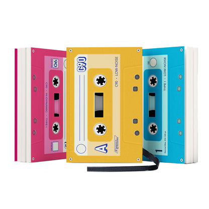 Suck UK Music Notebook - Cassette Tape Notebooks - Mix Tape Book - Retro Themed Gifts - Music Stationery - 80s Retro Gift - Pocket Size Notepad - Mini Tape Record - Multi Colour Mini Notebooks 3 Pack