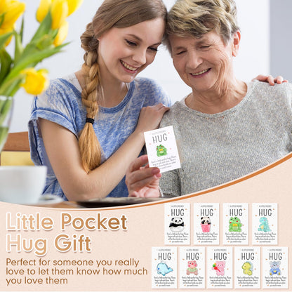 Wonderjune 9 Sets Pocket Hug Bulk Little Resin Animal Emotional Gifts with Positive Pocket Hug Card Appreciation Gifts for Classroom Graduation Teacher Nurse Friends Student(Cute Style)