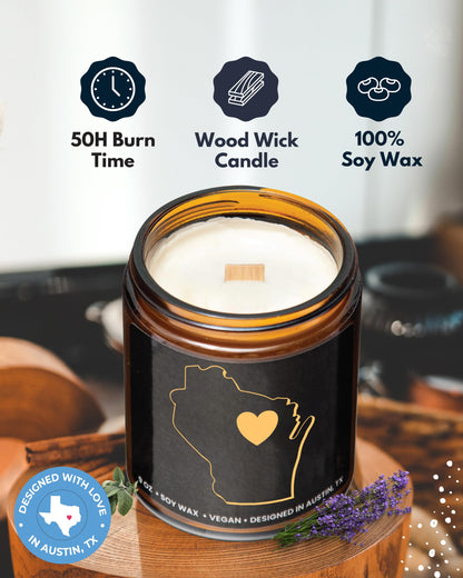 Wisconsin Candle, Thoughtful Wisconsin Themed Souvenirs & Gifts for Men and Women, Unique State Gifts, Best Sentimental Gift for Moving Away, Ideal for Birthday, Christmas, Graduation, Gift Ready
