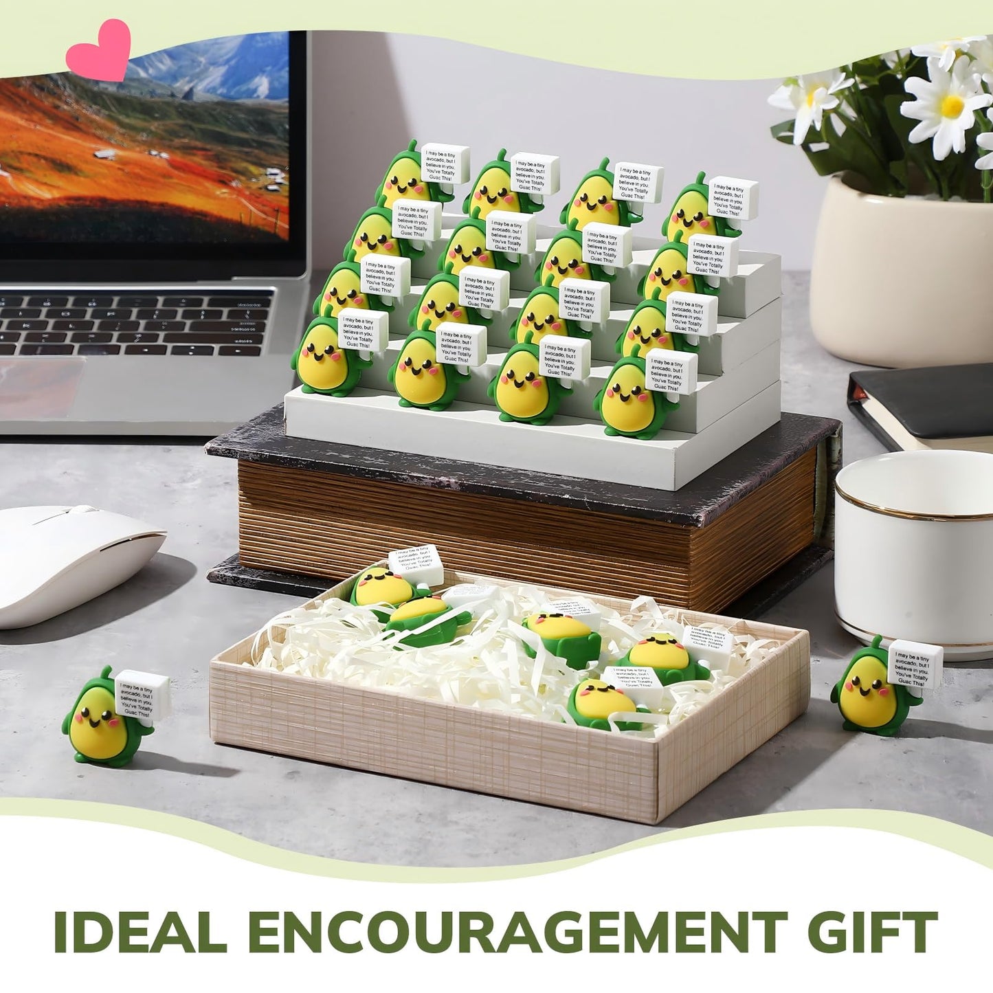 Gejoy 25 Pcs Mini Rubber Avocado Toys Positive Gifts Avocados Mini Figurines Decorations and Encouragement Birthday Motivational Gifts for Colleague Staff Teacher