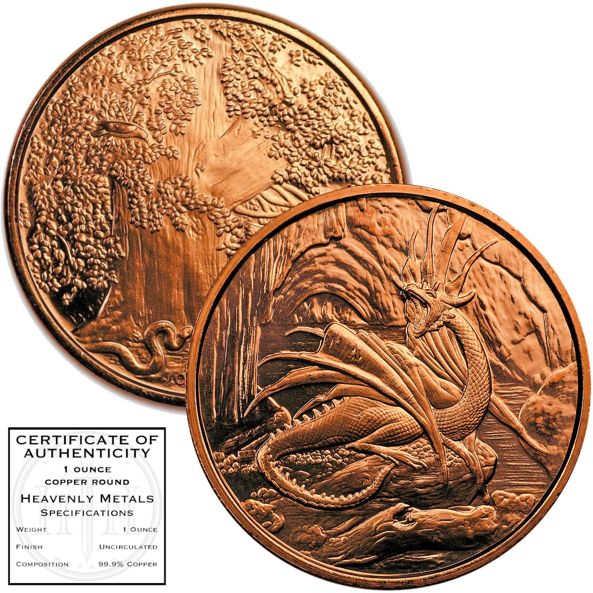 Nidhoggr Dragon Nordic 1 oz Pure .999 Copper Round Bullion Coin in Capsule - COA by Heavenly Metals
