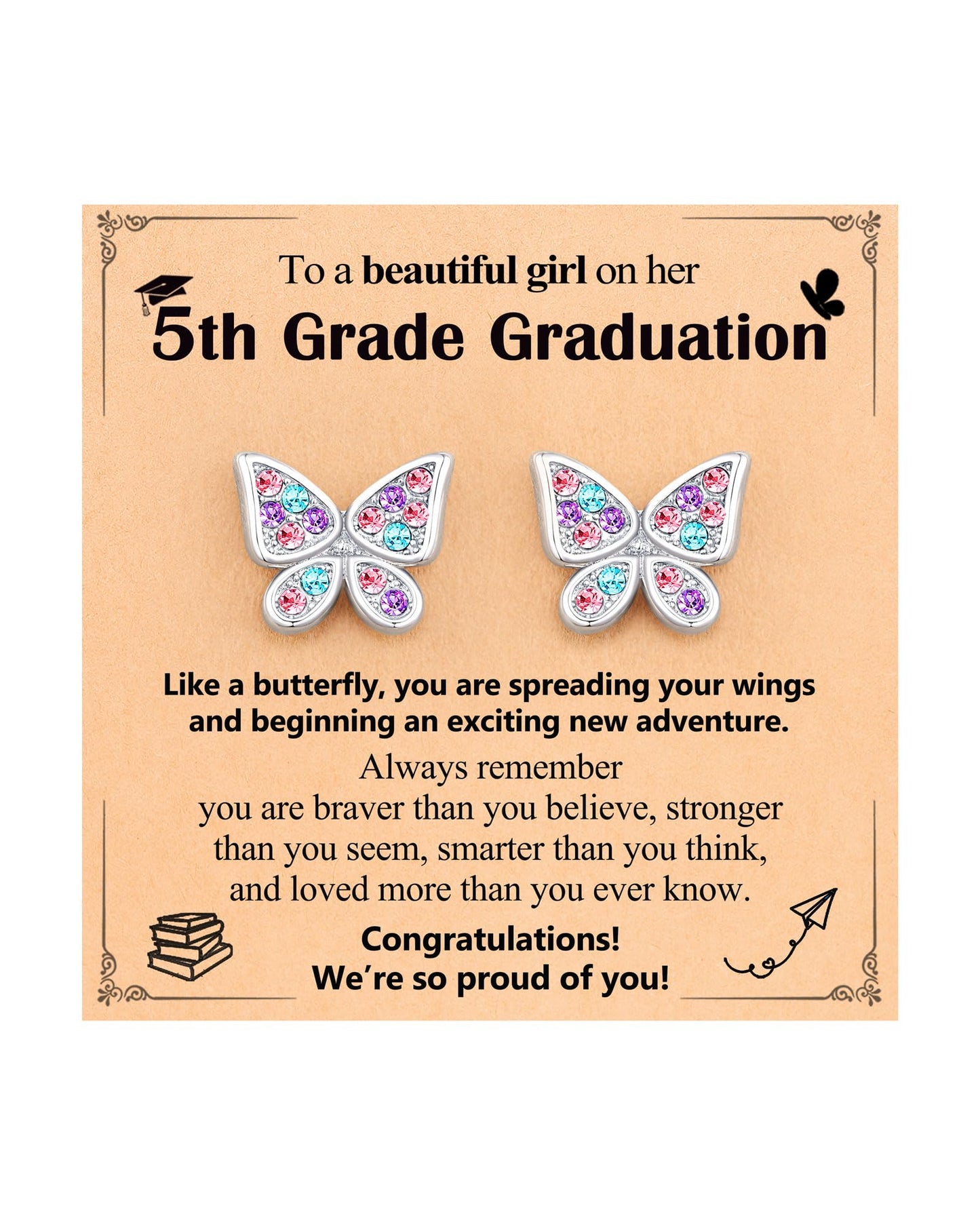 UPROMI Hypoallergenic Butterfly Earrings for Daughter/Granddaughter/Niece, Valentines Christmas Birthday Gifts for Girls