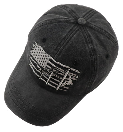 Lineman Gifts for Men, Adjustable Vintage Cotton Embroidered Electrician Dad Hat