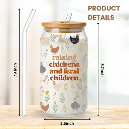 Chicken Gifts for Women, 16oz Glass Cup Chicken Mom Gifts, Funny Chickens Themed Gift for Mothers Day, Birthday, Chickens Lady Gift for Mom, Friend, Coworker, Sister