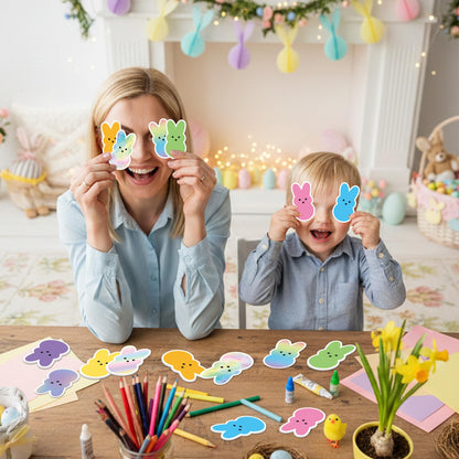 Xqumoi 30 Pack Easter Bunny Sticky Notes - Colorful Candy Bunny Self Sticky Notepads Easter Rabbit Writing Memo Pads for School Class Office Supplies Holiday Gift Party Favors Goodies Bag Fillers