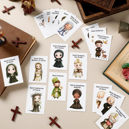 Motiskyy 120 Pcs Catholic Gift Catholic Prayer Card with Saint Stories Cute Holy Prayer Card Bookmark Bulk for Teacher Student Sunday School Classroom Bible Study Religious Education Activity