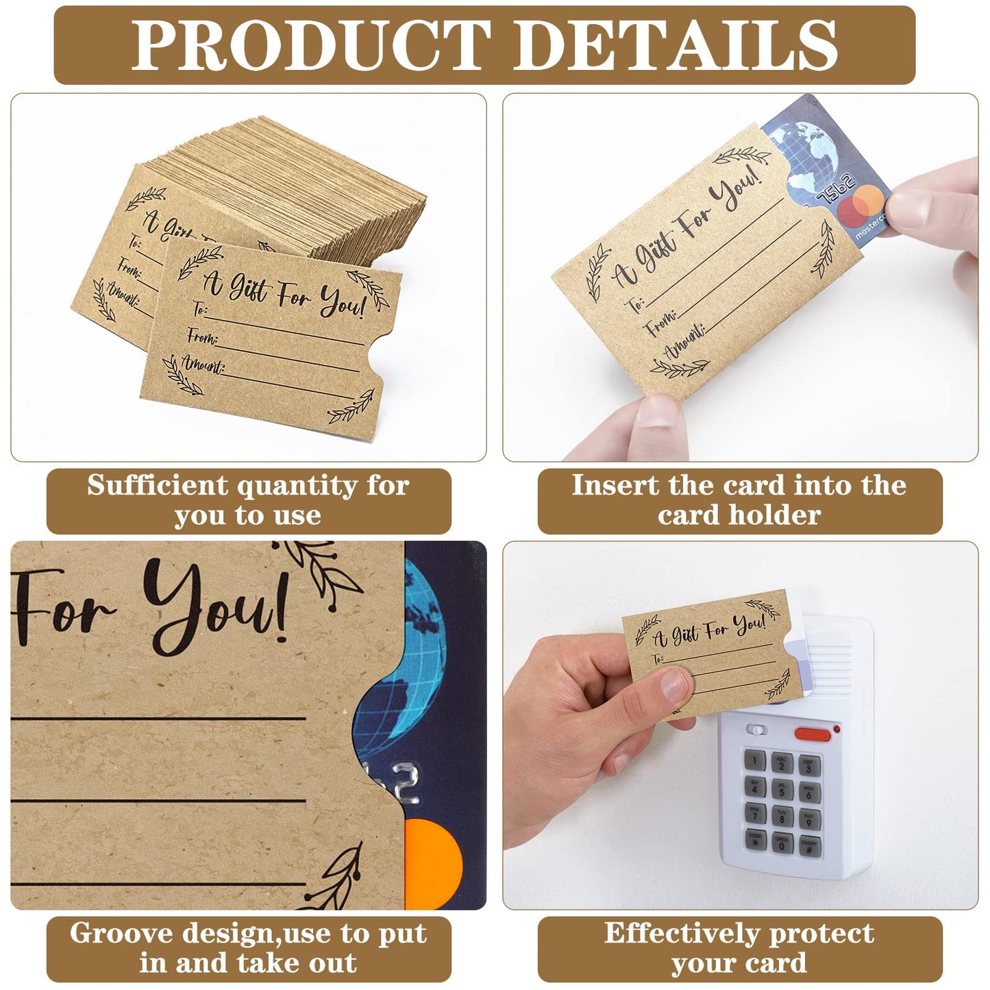 800 Pcs Gift Card Envelopes Sleeves Credit Card Holders Brown Kraft Mini Business Hotel Key Envelopes Sleeves for Invitations Cash Money Bulk, 2.4 x 3.5 Inches (Black)