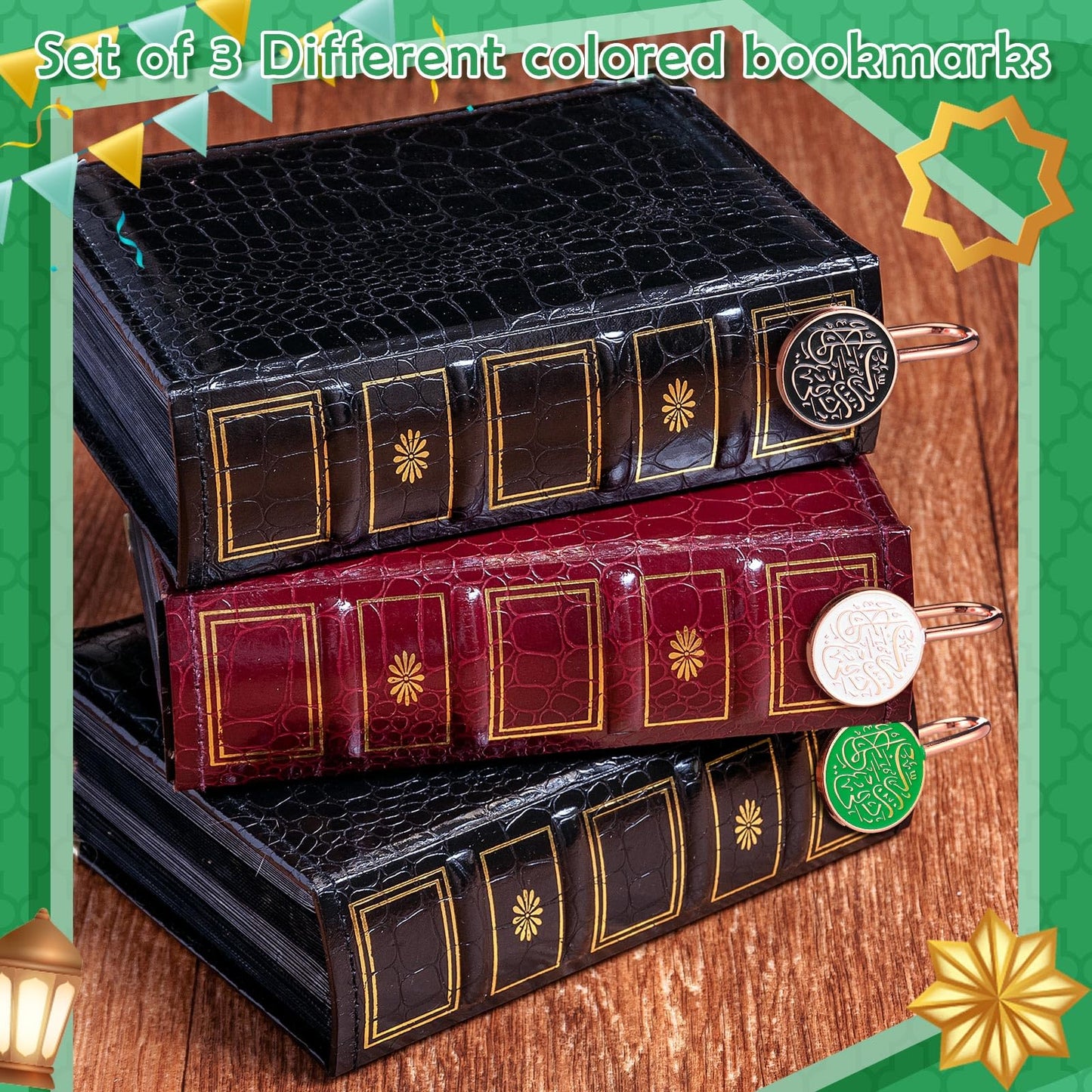 Yaocom 6 Pack Islamic Quran Bookmark with Arabic Calligraphy Quran Holder Metal Holy Quran Bookmark for Islamic Books Party Favor Ramadan Eid Nikah Islamic Gifts(Round)