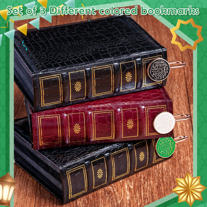 Yaocom 6 Pack Islamic Quran Bookmark with Arabic Calligraphy Quran Holder Metal Holy Quran Bookmark for Islamic Books Party Favor Ramadan Eid Nikah Islamic Gifts(Round)
