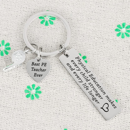 Ahaeth PE Teacher Gifts Keychain for Men and Women - Physical Education Professor Retirement Jewelry from Student - Gym Keychain