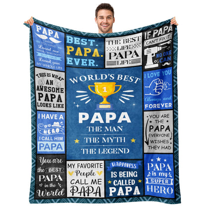 Papa Fathers Day Blanket Gifts - Papas Birthday Gift - Unique Christmas Valentines Day Birthday Gifts for Papa from Grandkids Grandchildren Granddaughter - Best Papas Ever Gift Blanket 50"X60"