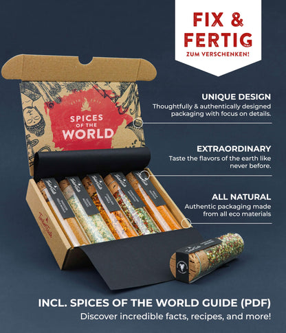 TIMBER TASTE® Gourmet Spice Set - 5 exotic spices and seasonings sets from around the world | gifts for men | gifts for dads | fathers day gift | gift for dad | spice blends | best seasoning set