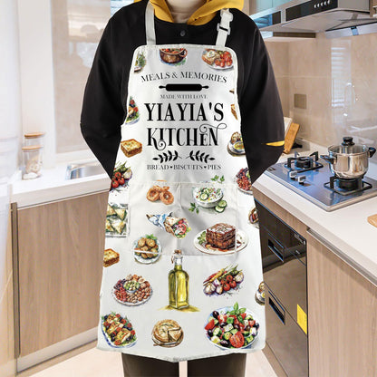 WCGXKO YIAYIA'S Kitchen Apron Yiayia Typography Gift Greek Yiayia Gift Best Yiayia Ever Gift for Grandma