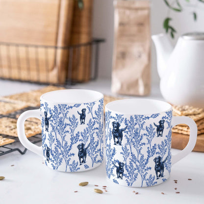 Black Lab Blue French Toile Coffee Mug, Labrador Lover Gifts for Women, Blue Toile Coffee Cup for Black Lab Mom, Pet Dog Lovers Tea Coffee Mug Birthday Gifts for Dog Owners, 11 oz