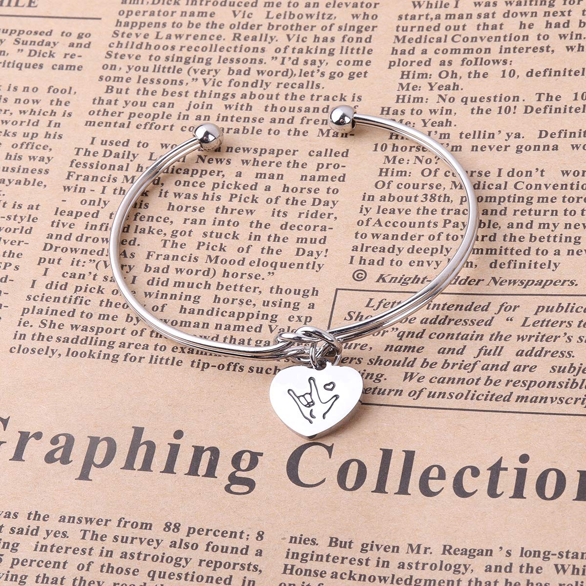 Sign Language I Love You ASL Tie The Knot Cuff Bangle Sign Language Jewelry ASL Bangle Bracelet Interpreter Gift for Interpreter,Teacher