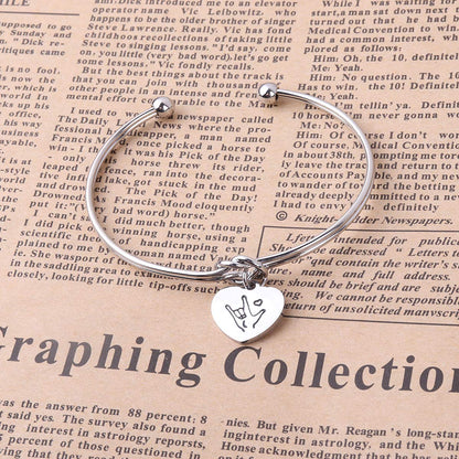 Sign Language I Love You ASL Tie The Knot Cuff Bangle Sign Language Jewelry ASL Bangle Bracelet Interpreter Gift for Interpreter,Teacher