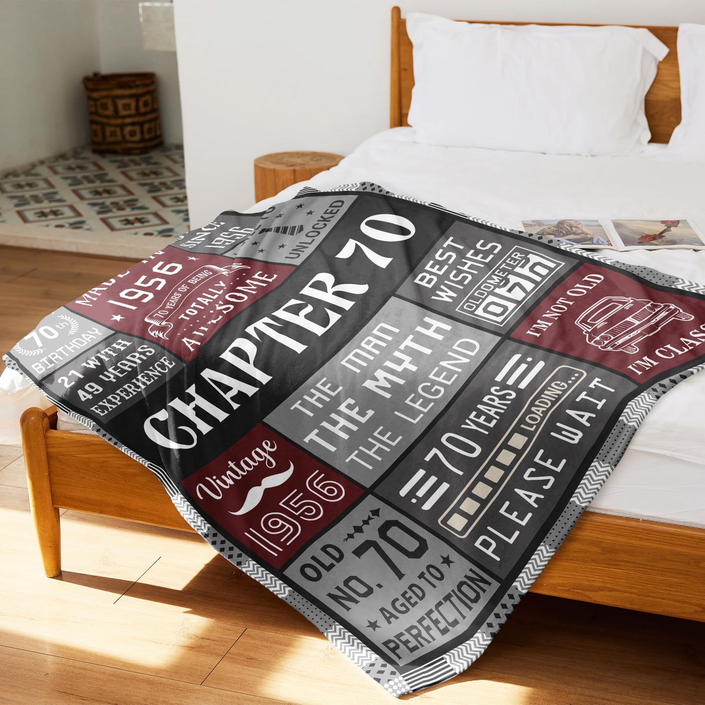 70th Birthday Gifts For Men Blanket 50*60, Happy 70th Birthday Gift Ideas, Gifts For 70-Year-Old, Gifts For Men Turning 70, Funny 70th Birthday Decorations, Unique Birthday Present 1956 Throw