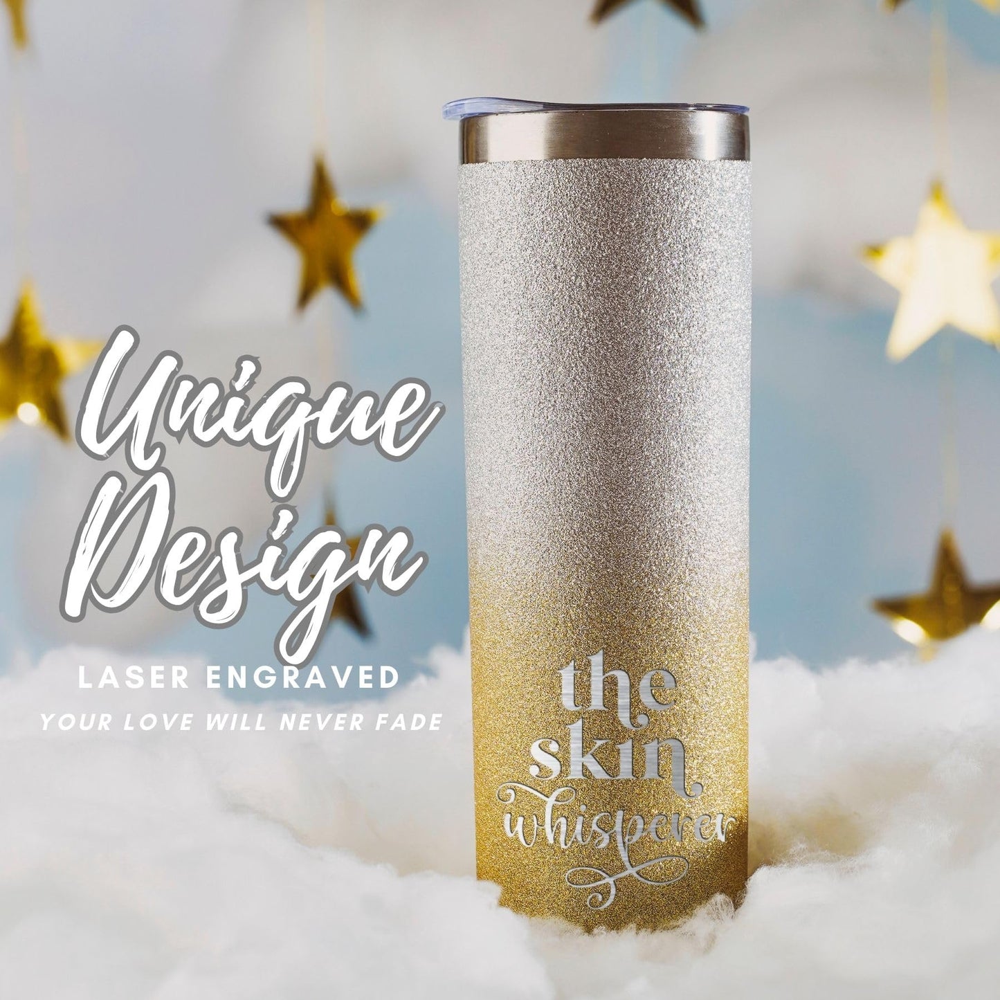 Onebttl Esthetician gifts for Women, Skin Whisperer Gifts, 20 oz Insulated Stainless Steel Tumbler, Siilver-Gold