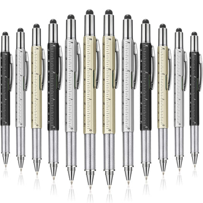Honoson 30 Pcs Father's Day Multi Tool Pens Gift Pen Bulk for Men 6-in-1 Multitool Pen with Ruler, Level Gauge, Ballpoint, Stylus, Screwdrive Multifunction Birthday Gifts (Multi Color)