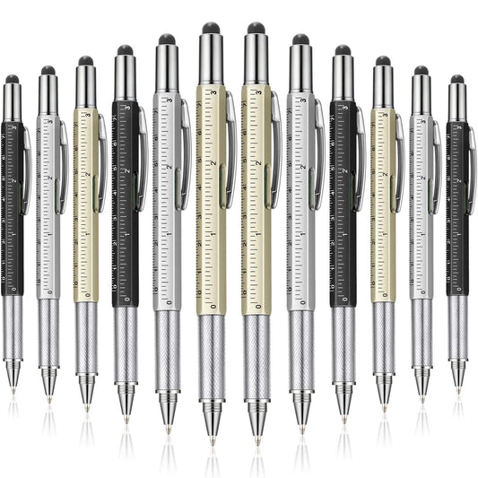 Honoson 30 Pcs Father's Day Multi Tool Pens Gift Pen Bulk for Men 6-in-1 Multitool Pen with Ruler, Level Gauge, Ballpoint, Stylus, Screwdrive Multifunction Birthday Gifts (Multi Color)