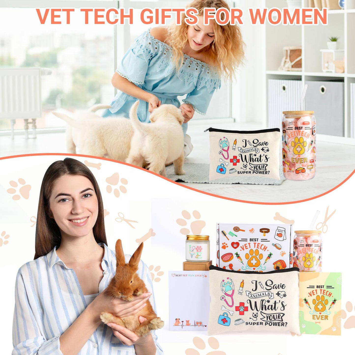 Bayelove Vet Tech Gifts, Veterinary Gift, Veterinarian Gifts for Women, Veterinarian Appreciation Gift, Glass Cup Basket Set for Vet Tech Graduate, Veterinary Practitioners