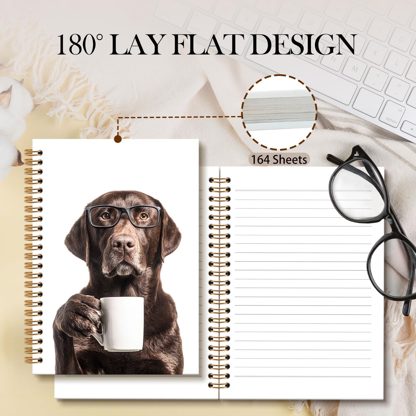 Chocolate Labrador Retriever Gifts Dog Journal, Gifts for Labrador Retriever Dog Lovers Spiral Notebook, Funny Coffee Lab Notebooks Dogs Lover Gift, Funny Dogs School Office Supplies, 6x8.2In