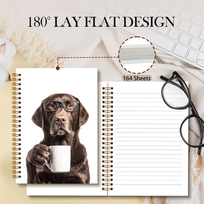 Chocolate Labrador Retriever Gifts Dog Journal, Gifts for Labrador Retriever Dog Lovers Spiral Notebook, Funny Coffee Lab Notebooks Dogs Lover Gift, Funny Dogs School Office Supplies, 6x8.2In