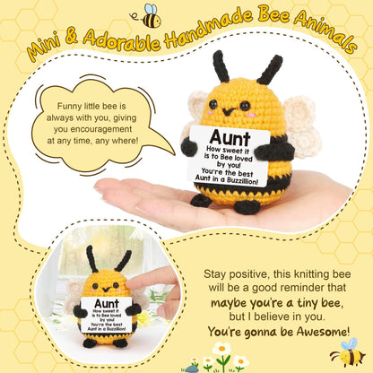 LEJIAJINW Aunt Gifts, Gift for Aunt Mothers Day Valentines Birthday, from Niece Nephew, Mother's Day for Auntie Best Aunts Ever Gifts Mini Easter Basket Stuffer Handmade Crochet Bee