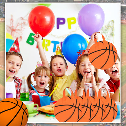 KERINGO 16 PCS Basketball Party Favor Bags Ball Themed Goodie Candy Snacks Bag Basketball Gift Bags Non Woven Gift Bags for Kids Adults Sport Party Supplies