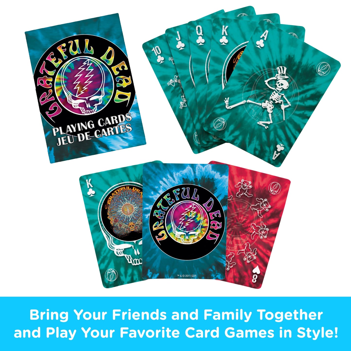 AQUARIUS Grateful Dead Playing Cards Standard Size – Themed Novelty Deck with 52 Unique Band Designs – Collectible Merchandise Gift for Teens and Adults