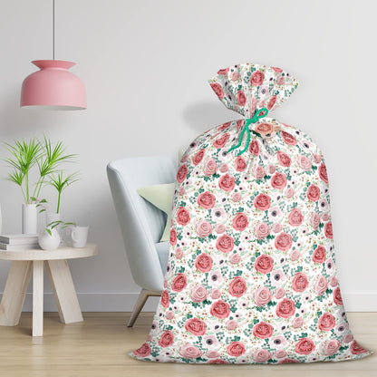 WRAPAHOLIC 56" Large Plastic Gift Bag - Pink Floral Jumbo Bike Bag Gift Wrap for Birthdays, Mother's Day, Wedding, Baby Shower, Parties, or Any Occasion - 56" H x 36" W