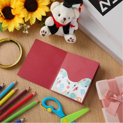Skyygemm Teacher Gift Card Book Sleeves 5 Card Slots Teacher Appreciation Week Gift Cardholder 4.25 x 3.54 Inch Thank You Money Booklet for Appreciation Holiday Ornament