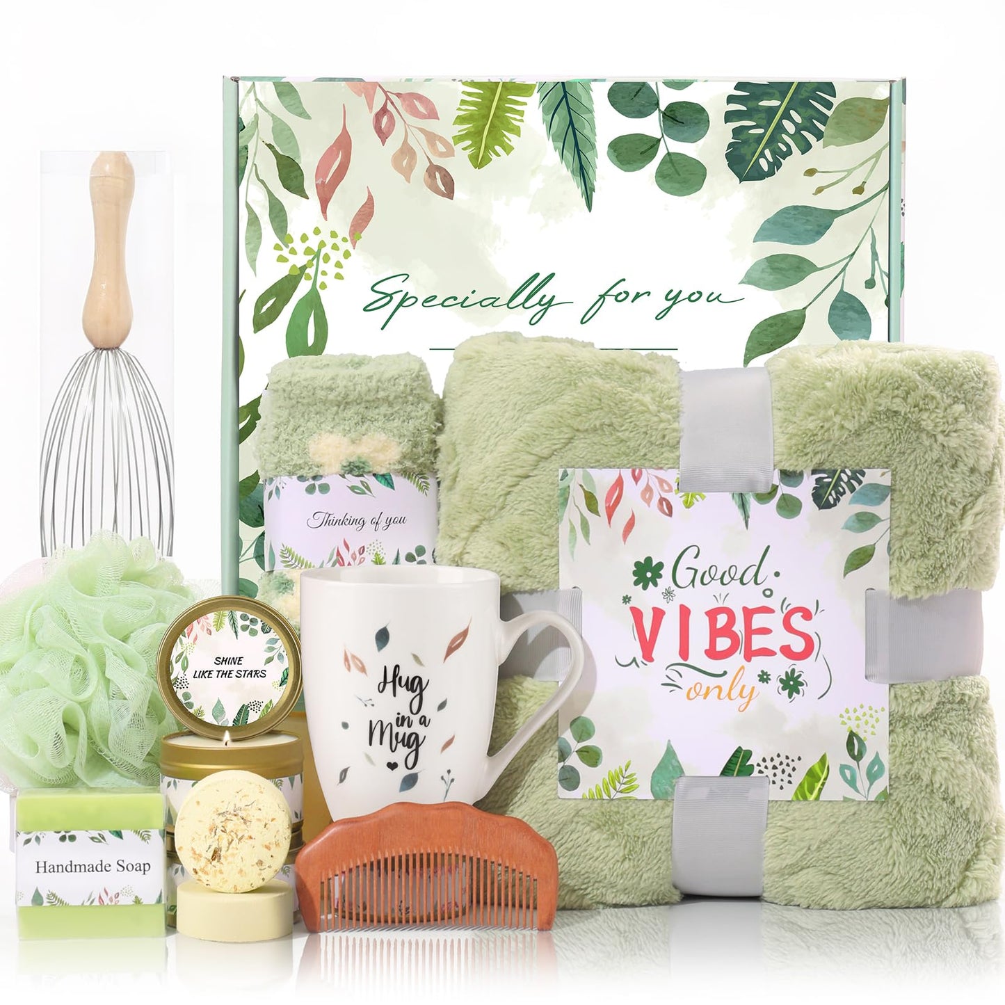Solemon Green Gift Baskets for Women - Care Package for Women, Mom, Her, Wife, Sisters, Friend, Coworker, Grandma, Fathers Day Gift Basket