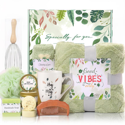 Solemon Green Gift Baskets for Women - Care Package for Women, Mom, Her, Wife, Sisters, Friend, Coworker, Grandma, Fathers Day Gift Basket