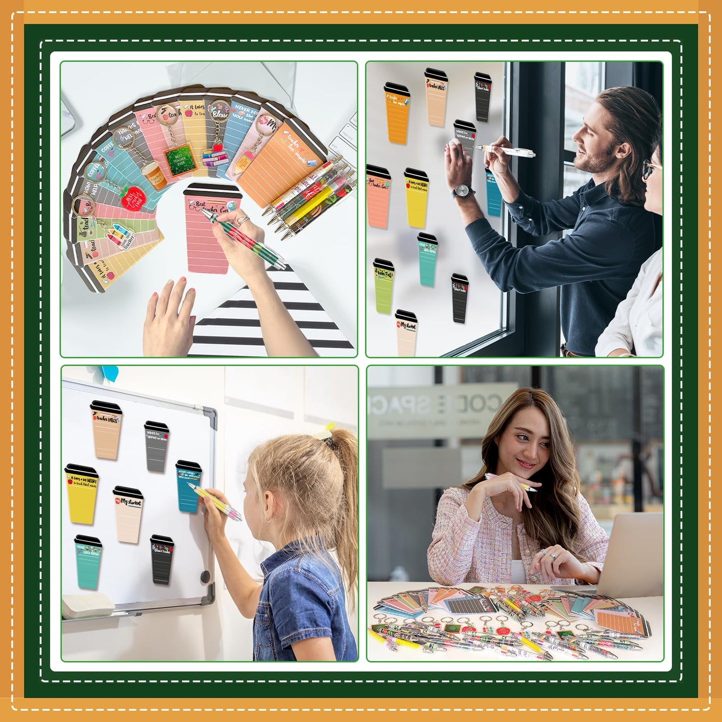 30 Set/90 Pcs Teacher Appreciation Gifts Bulk Include 30 Coffee Cup Sticky Notes 30 Teaching Keychains 30 Teachers Appreciation Pens for School Classroom Teaching Day Graduation End of Year Gifts