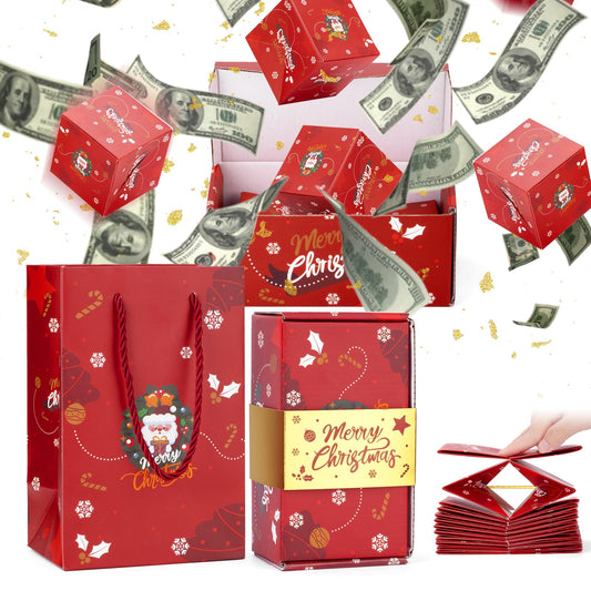 Surprise Gift Box Explosion for Money, Exploding Money Gift Boxes for Cash, Money Gift Boxes for Cash Pop Up, Chritmas, Birthday Anniversary Valentine Proposal (12 Bounces, Red)