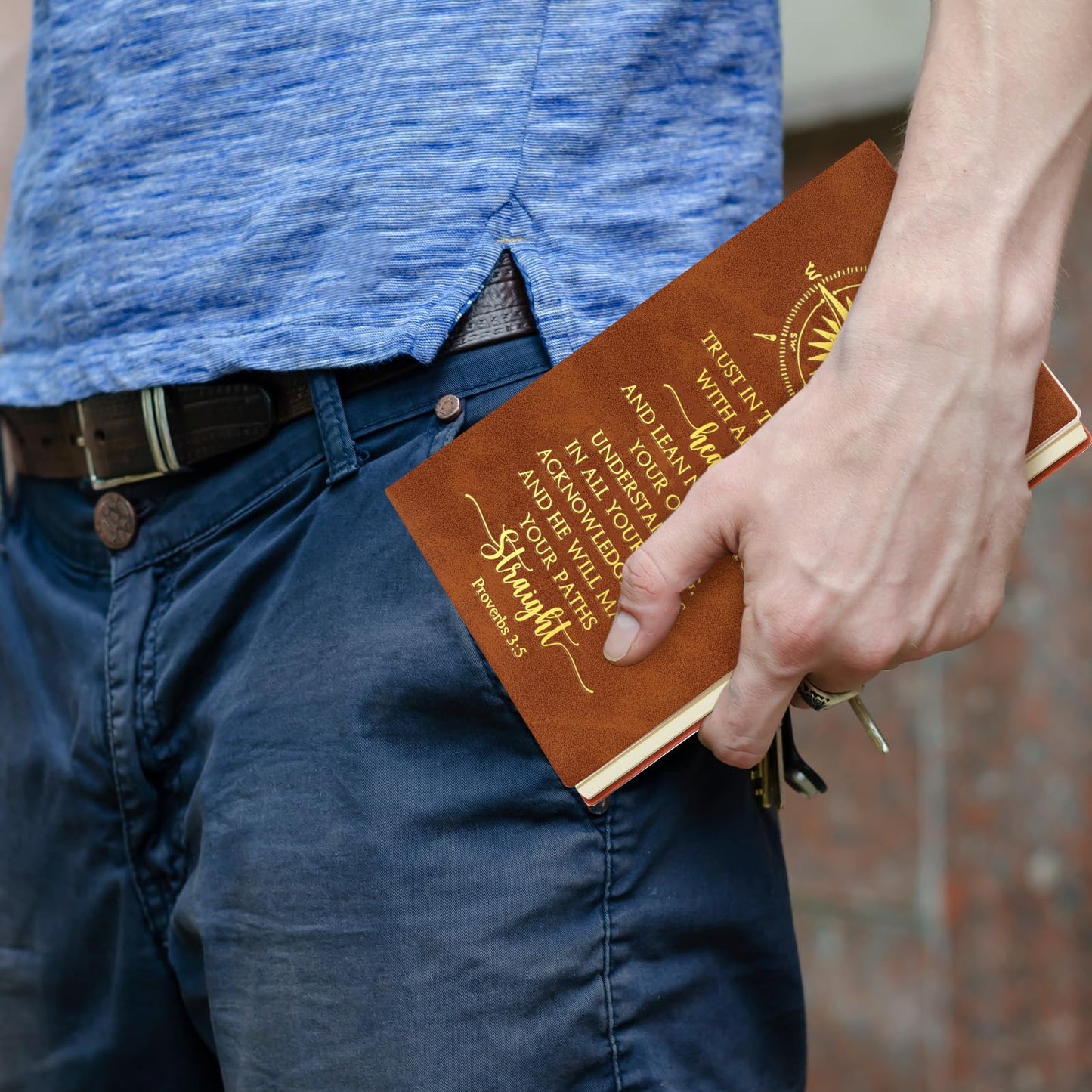 Fuyoooo 4 Pcs Christian Graduation Gifts Baptism Gift for Men Bible Journal Religious Engraved Compass Bible Pen for First Communion Father's Day