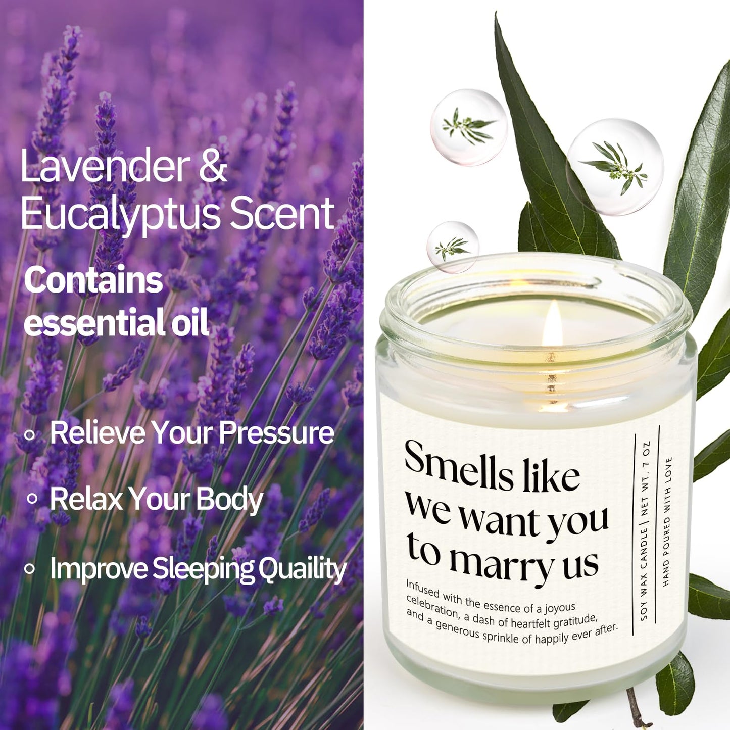 Wedding Officiant Gift, Unique Officiant Proposal Gift, Thank You Presents for Wedding Day, Groomsman/Bridesmaid Gifts - Handmade Lavender Scented Candle 7oz