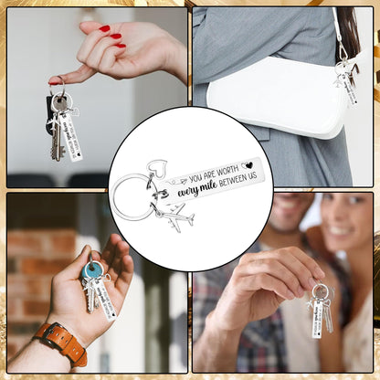 Long Distance Relationship Keychain Gift - Anniversary Couples Gift for Boyfriend Girlfriend, Romantic Keepsake for New Year