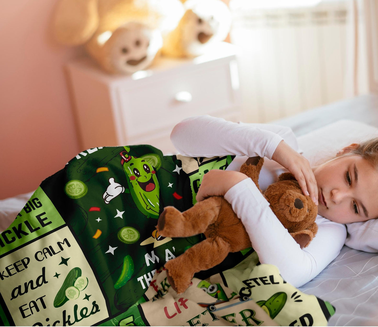 Pickle Gifts Blanket 50"x40", Pickles Gift for Pickle Lovers, Pickles Themed Present for Girl Boy Teens Kids, Birthday Gift Ideas for Her Him Women Men, Funny Gag Throw Blankets
