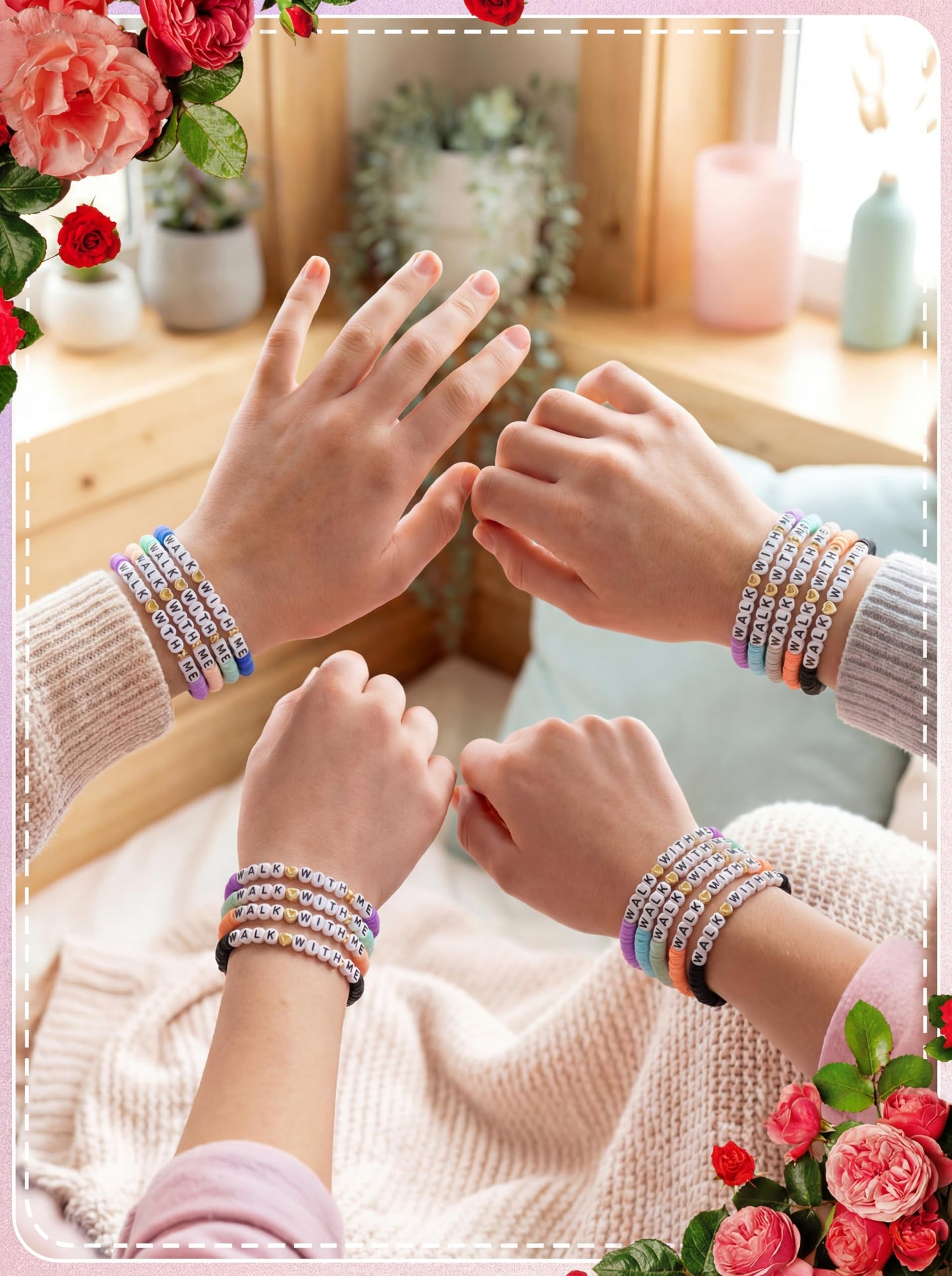 Kenning 30 Pcs Lds Easter Gifts Mormon Bracelets Bulk 2026 Walk with Me Clay Beaded Bracelets Youth Theme Gifts Church Christian Faith Baptism Gift for Men Women(Morandi)