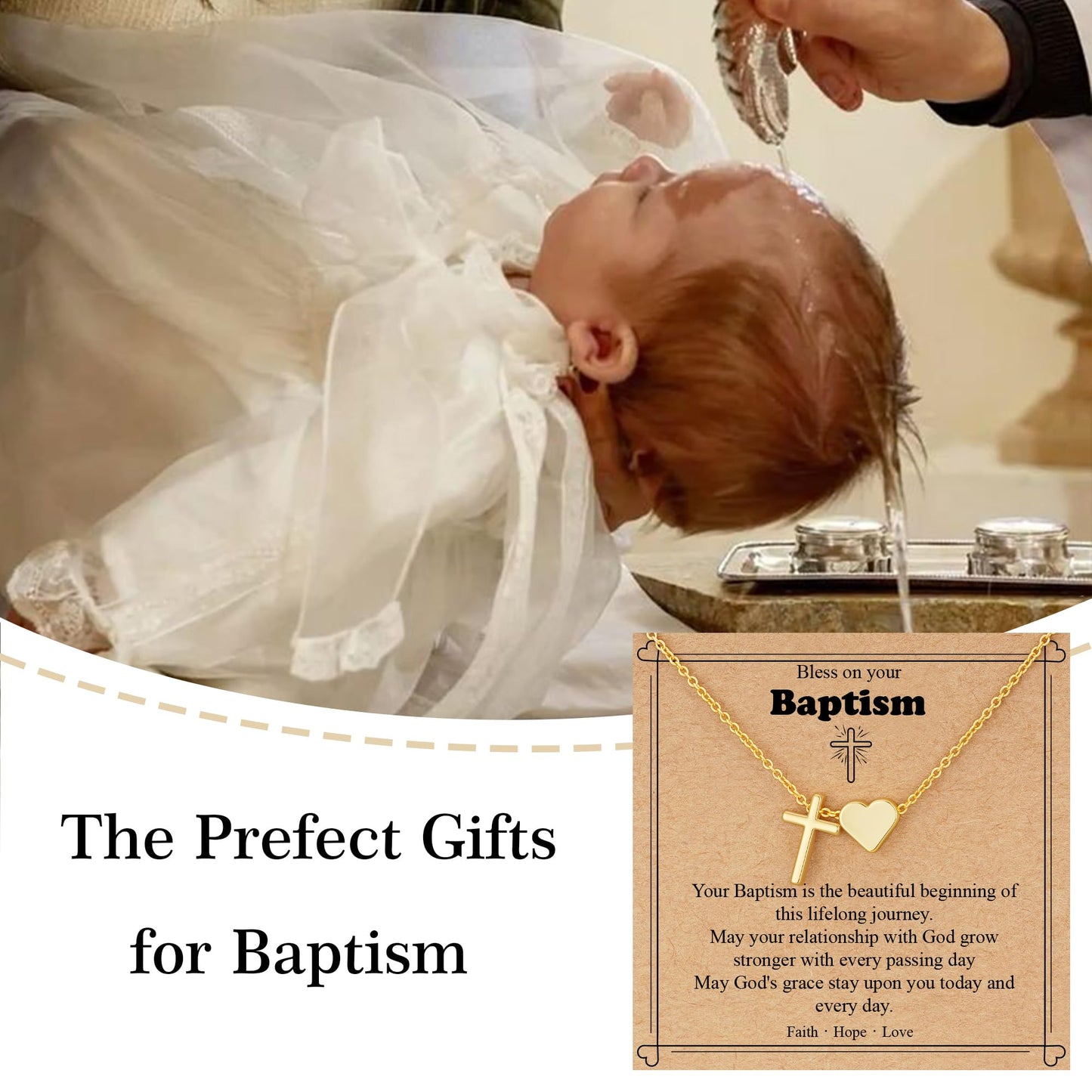WEDDINEN First Communion Confirmation Baptism Jewelry Gifts for Teens Girls Kids,Cross Heart Necklace for Women Girls Christian Religious Stuffers Jewelry Gifts for Kids