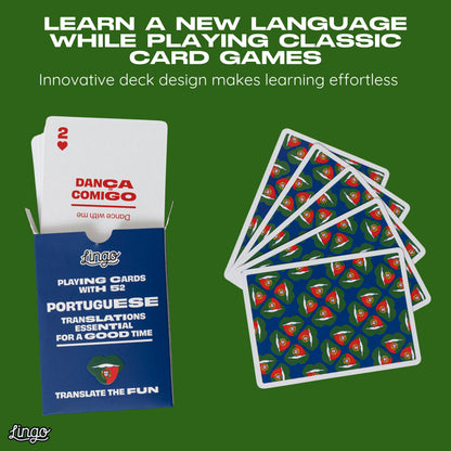Portuguese Lingo Playing Cards | Travel Flashcards | Learn Portuguese Vocabulary in A Fun & Easy Way | 52 Essential Translations